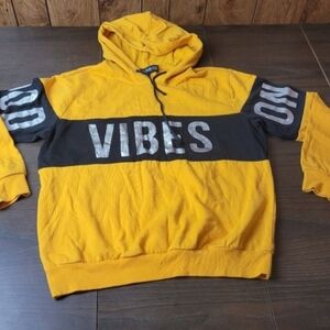 Rebellious One Yellow and Black Good Vibes Only Hoodie Medium